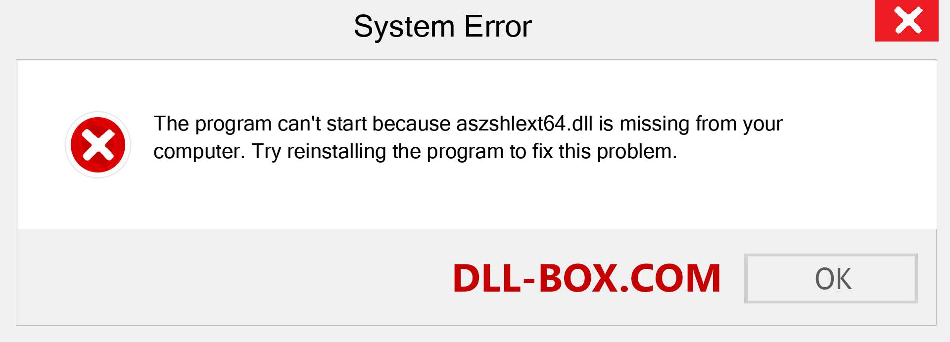  aszshlext64.dll file is missing?. Download for Windows 7, 8, 10 - Fix  aszshlext64 dll Missing Error on Windows, photos, images